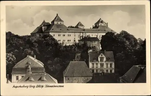 Ak Augustusburg im Erzgebirge, Blick auf Schloss, Heimatmuseum