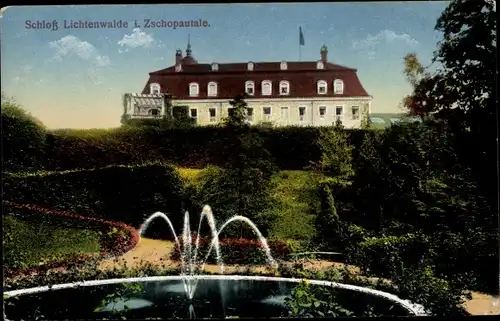 Ak Lichtenwalde Niederwiesa Zschopautal, Schloss Lichtenwalde, Park
