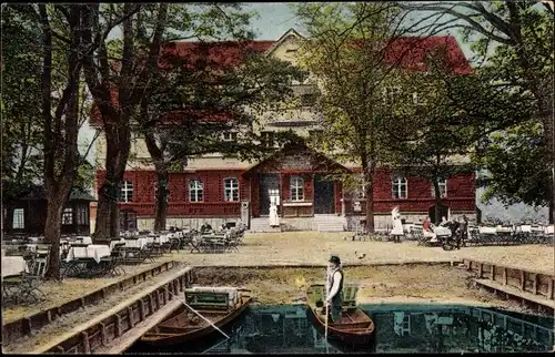 Ak Leipe Lübbenau im Spreewald, Bootsanlegestelle bei Buchans Gasthaus