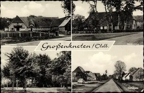Ak Großenkneten in Oldenburg, Bauernhaus, Birken- und Buchenallee, Dorfstraße