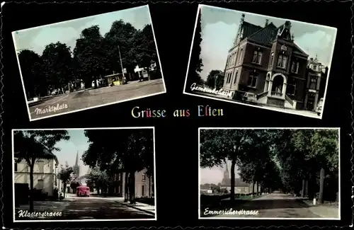 Ak Elten Emmerich am Niederrhein, Gemeindehaus, Marktplatz, Klosterstraße, Emmericher Straße