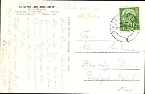 Ak Lageberg bei Neustadt in Holstein, Gasthof Zur Doppeleiche