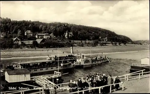 Ak Rathen an der Elbe Sächsische Schweiz, Felsengrund und Friedensburg