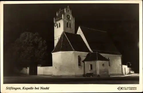 Ak Söflingen Ulm an der Donau Baden, Kapelle bei Nacht