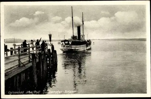 Ak Insel Poel Mecklenburg, Dampfer Abfahrt