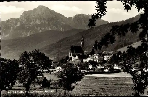 Ak Anger in Oberbayern, Teilansicht mit Staufen und Zwiesel
