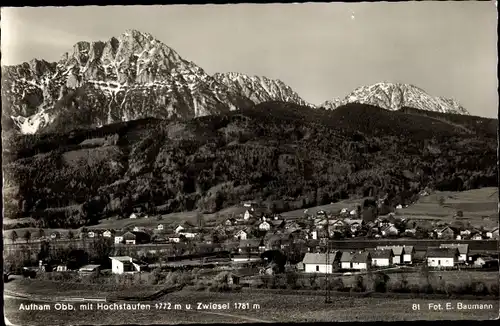 Ak Aufham Anger in Oberbayern, Teilansicht mit Hochstaufen und Zwiesel