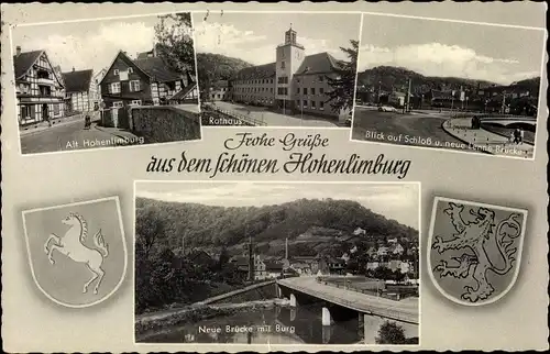 Ak Hohenlimburg Hagen in Westfalen, Schloss, neue Lenne Brücke, Burg, Alt Hohenlimburg, Rathaus