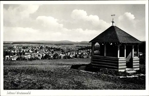 Ak Selters im Westerwald, Blick auf den Ort, Hütte im Vordergrund, Panorama