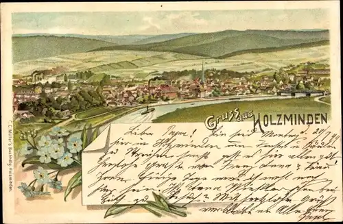 Litho Holzminden an der Weser, Totalansicht