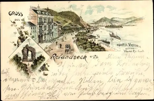 Litho Rolandseck Remagen im Kreis Ahrweiler, Hotel Victoria