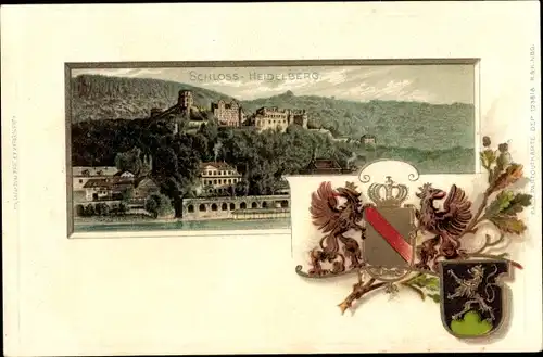 Präge Wappen Litho Heidelberg am Neckar, Schloss