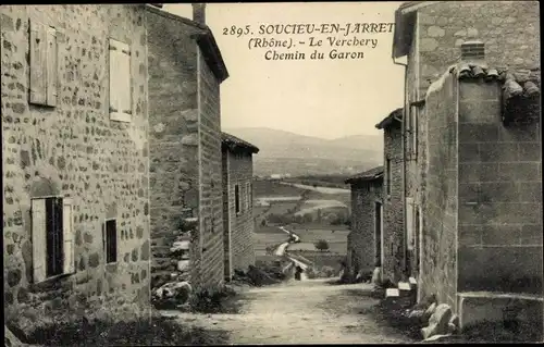 Ak Soucieu-en-Jarrest Rhône, Le Verchery Chemin du Garon