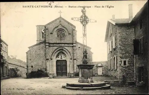 Ak Sainte-Catherine Rhône, Station climaterique, Place de l'Eglise