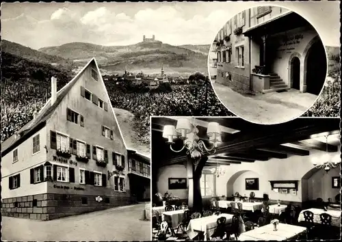 Ak Mittelbergheim Elsass Bas Rhin, Winstub Gilg, Innen- und Außenansicht