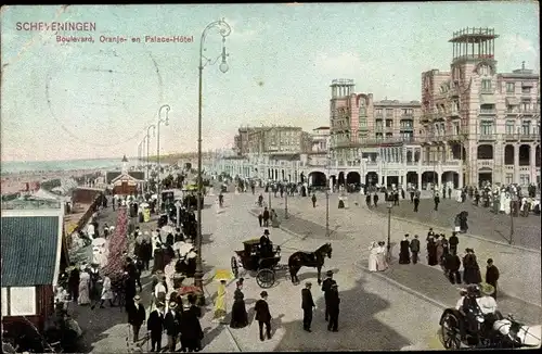 Ak Scheveningen Den Haag Südholland, Boulevard, Oranje- en Palace-Hotel