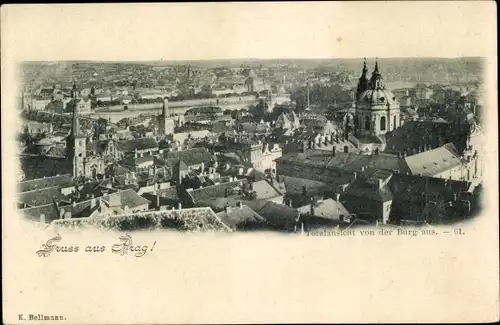 Ak Praha Prag Tschechien, Totalansicht von der Burg aus