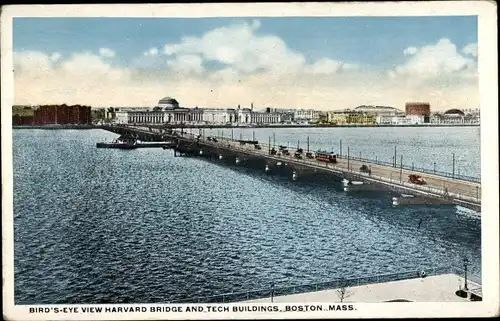 Ak Boston Massachusetts USA, Bird's Eye view Harvard Bridge and Tech Buildings