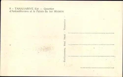 Ak Antananarivo Tananarive Madagaskar, Quartier d'Ankadibevavo et le Palais du 1er Ministre