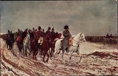 Künstler Ak Meissonier, E.,, Napoleon reitet in die Schlacht