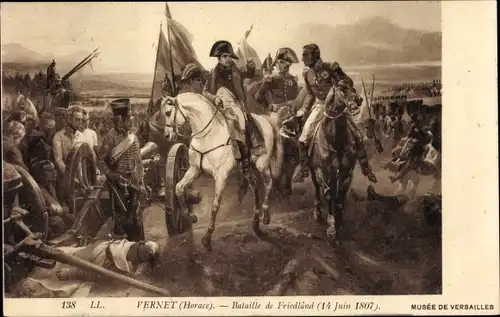 Künstler Ak Vernet, Horace, Napoleon, Bataille de Friedland 1807