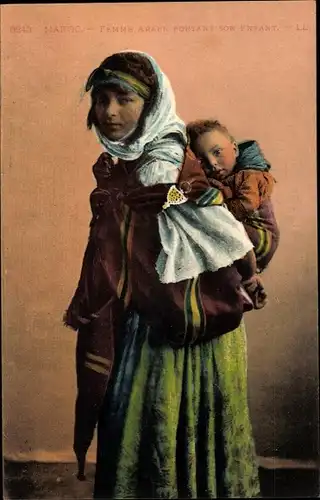 Ak Marokko, Femme Arabe portant son Enfant, Frau mit Kind