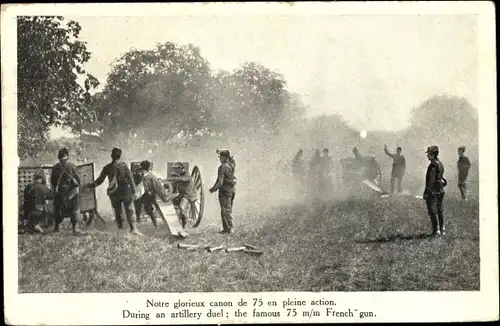 Ak Notre glorieux canon de 75 en pleine action, Geschütze im Einsatz