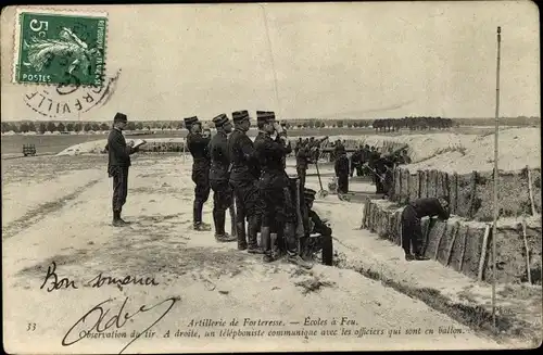 Ak Artillerie de Forteresse, Ecoles a Feu, Observation du tir