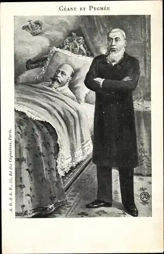 Künstler Ak Geant et Pygmee, König Edward VII von Großbritannien, Paul Kruger