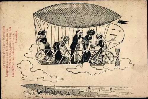 Ak Le Ballon, Zeppelin, Ballon über einer Stadt