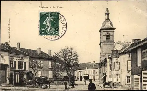 Ak Conflans Meuse, La Place, Kutsche