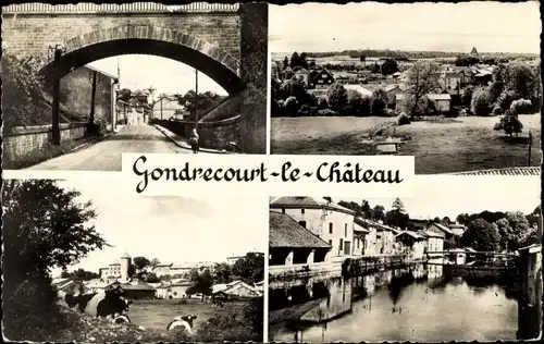 Ak Gondrecourt le Chateau Meuse, Teilansicht, Brücke, Straßenpartie