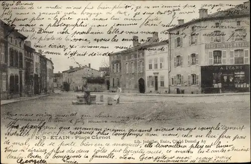 Ak Etain Meuse, Place Carnot, Geschäfte