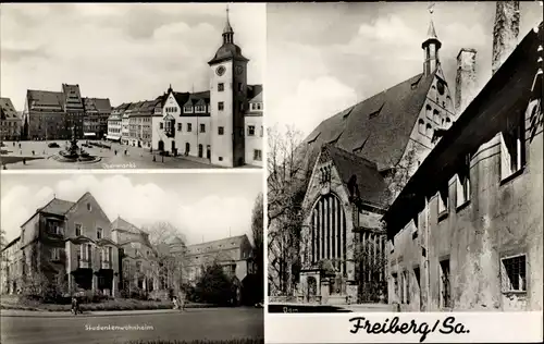 Ak Freiberg in Sachsen, Dom, Obermarkt, Studentenwohnheim