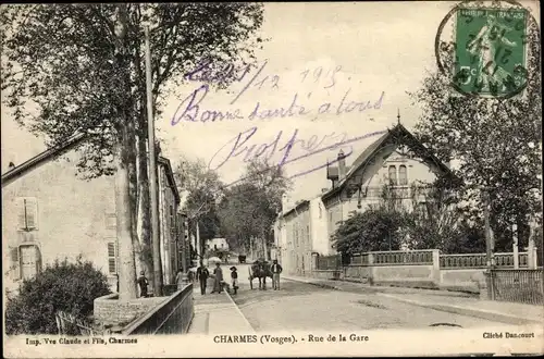 Ak Charmes Vosges, Rue de la Gare