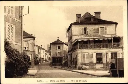 Ak Bains les Bains Vosges, rue de Luxeuil, Café