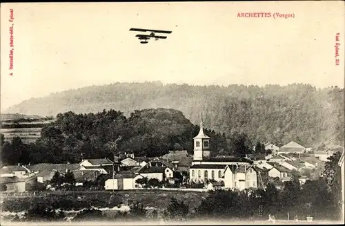 Ak Archettes Vosges, Vue générale, aeroplane