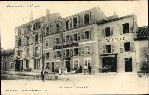 Ak Contrexéville Vosges, Les Hôtels Harmand, Coiffeur