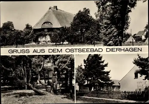Ak Ostseebad Dierhagen, Teilansichten, Reetdachhaus