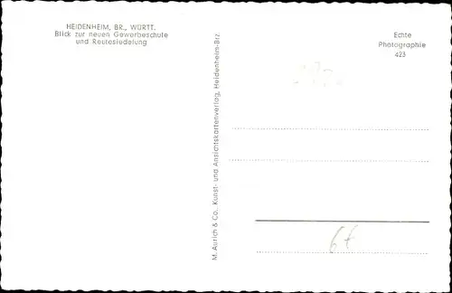 Ak Heidenheim an der Brenz, Gewerbeschule und Reutesiedlung