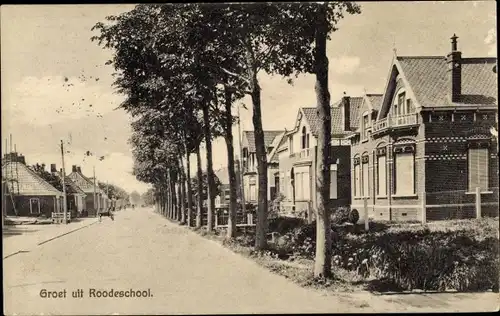 Ak Roodeschool Groningen Niederlande, Straßenpartie, Häuser
