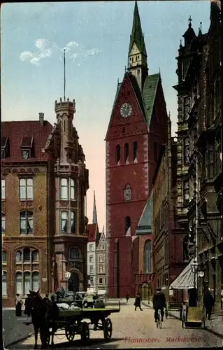 Ak Hannover in Niedersachsen, Straßenpartie, Marktkirche, Kutsche