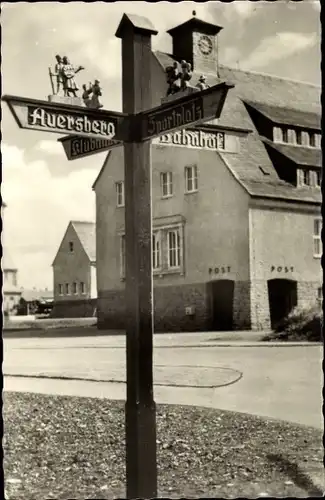 Ak Neustadt Johanngeorgenstadt im Erzgebirge Sachsen, Wegweiser an der Eibenstocker Straße