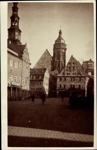 Foto Ak Pirna an der Elbe, Marktplatz