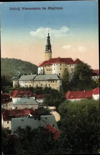 Ak Weesenstein Müglitztal in Sachsen, Blick zum Schloss