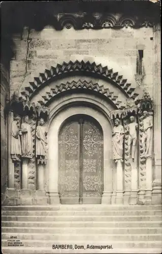 Ak Bamberg an der Regnitz Oberfranken, Dom, Adamsportal, Pforte, Statuen