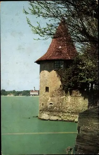 Ak Lindau am Bodensee Schwaben, der Pulverturm mit Bad Schachen