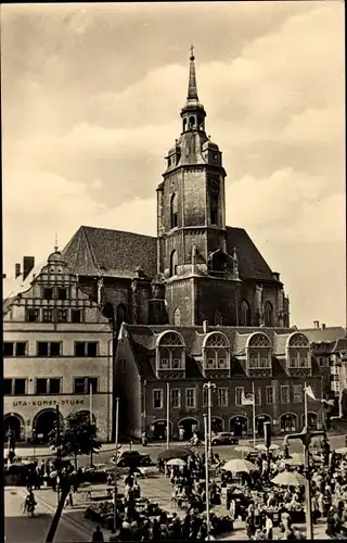 Ak Naumburg an der Saale, Markt mit Wenzelskirche, Uta Kunst Stube