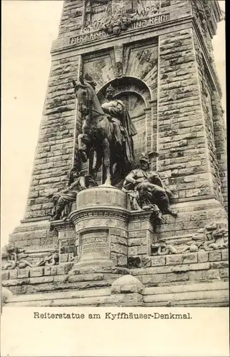 Ak Steinthaleben Kyffhäuserland in Thüringen, Reiterstatue am Kyffhäuser, Kaiser Wilhelm Denkmal