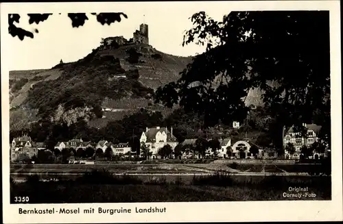 Ak Bernkastel Kues im Moseltal, Ort mit Burgruine Landshut